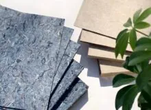 廃棄繊維を原料とした板材：Rebornfiber®